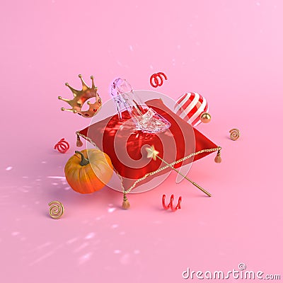 Fairy tale Cinderella concept on background 3d render Stock Photo
