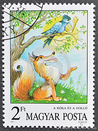 Fairy Tale The Fox and the Crow, Aesop's Fables Editorial Stock Photo
