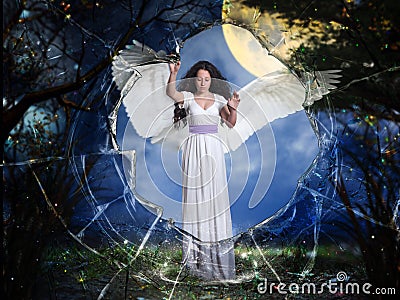 A fairy tale with a girl and ice. Concept of fantasy, dreams, human psychology Stock Photo