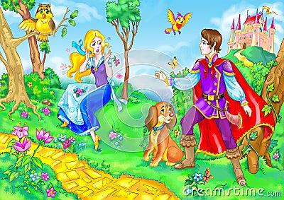 Fairy tale heroine and prince Stock Photo