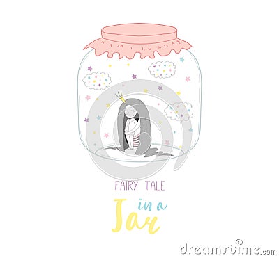 Fairy tale in a jar illustration Vector Illustration