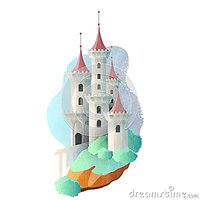 Fairy tale magic castle with high towers. Vector illustration Vector Illustration