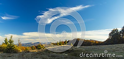 Fairy tale panoramic scenery landscape view of sun rise morning colorful hill land New Zealand beautiful place in Earth, copy Stock Photo