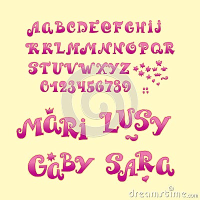 Fairy tale princess lettering. Vector Illustration