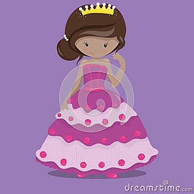 fairy tale princesses purple dress pink 13 Vector Illustration