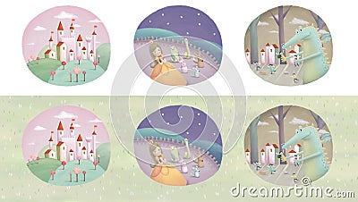 Fairy tale scenes Cartoon Illustration