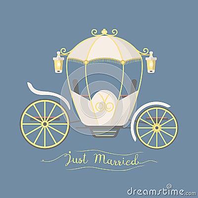 Fairy tale vintage carriage decoration royal element retro wedding coach with classic elegant accessory vector Vector Illustration