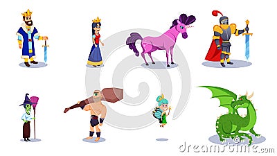 Fairy Tales Cartoon Fantasy Characters Vector. Vector Illustration