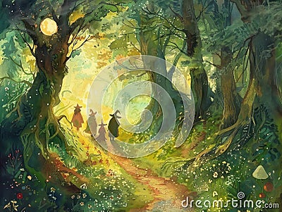 Fairy tales come to life enchanted forests and mystical beings a journey through wonder and peril Stock Photo