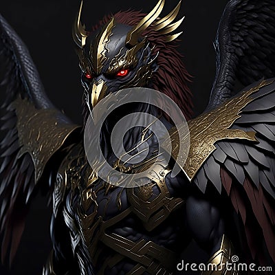 Fairy Tales : Demon Golden Warrior : Gryphon Stock Photo