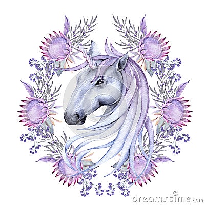 Fairy unicorn. Isolated on white background. Cartoon Illustration