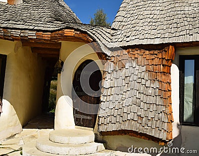 Fairy Valley Clay Castle, Fairy Valley, Hobbit Castle in Transylvania built of clay and sand. architectural details Editorial Stock Photo