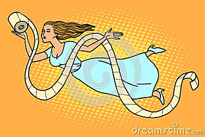 Fairy woman flying with toilet paper Vector Illustration