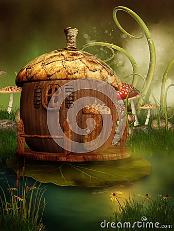 Fairytale acorn house Stock Photo