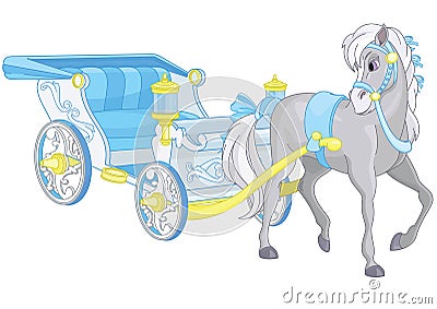 Fairytale blue carriage Vector Illustration