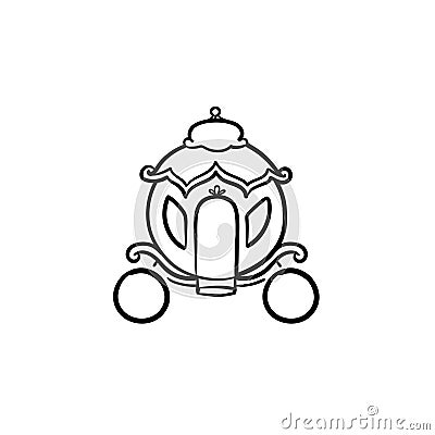 Fairytale carriage hand drawn sketch icon. Vector Illustration