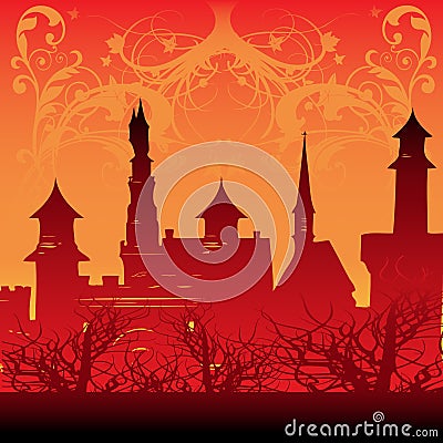 Fairytale Castle Vector Illustration