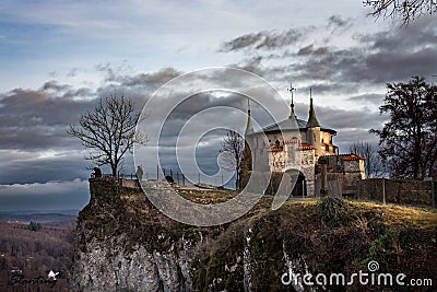 Fairytale Castle on a Cliff Stock Photo