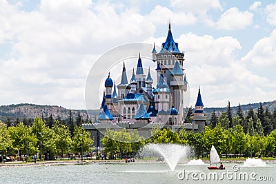 Fairytale Castle in Park Stock Photo