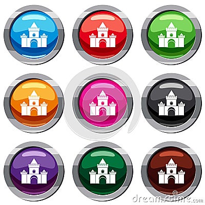 Fairytale castle set 9 collection Vector Illustration