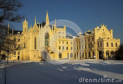 Fairytale castle in winter Stock Photo