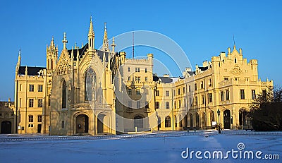 Fairytale castle in winter Stock Photo