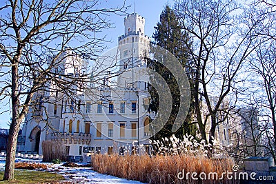 A fairytale castle in winter Stock Photo