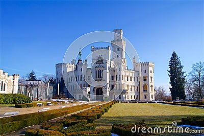 A fairytale castle in winter Stock Photo