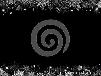 fairytale christmas background many snowflakes frame black rectangle Stock Photo