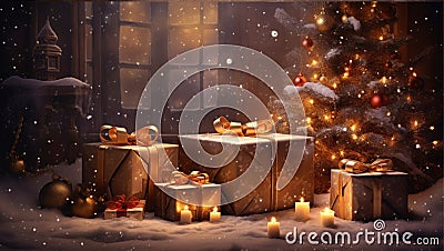 Fairytale Christmas at night Stock Photo