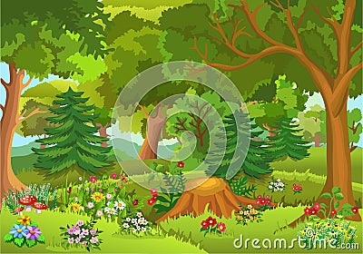 Fairytale forest Vector Illustration