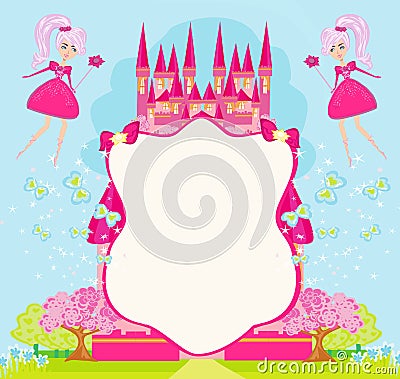 Fairytale frame with little fairies Vector Illustration