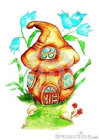 Fairytale mushroom house Cartoon Illustration