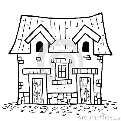 Fairytale old house sketch illustration Cartoon Illustration