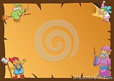 Fairytale paper frame. Vector Illustration