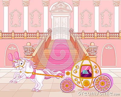 Fairytale pink carriage Vector Illustration