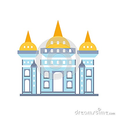 Fairytale royal castle with fortified wall and towers vector illustration Vector Illustration