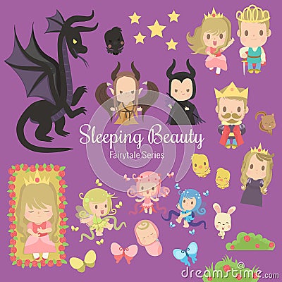 Fairytale series sleeping beauty Vector Illustration