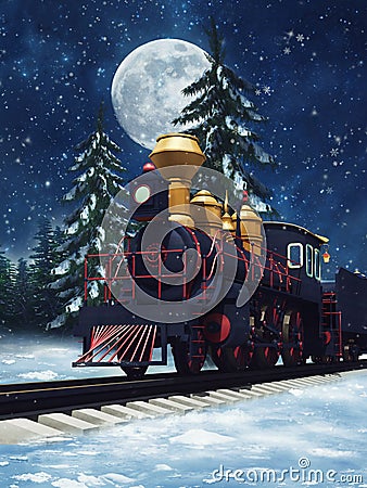 Fairytale train at night Stock Photo