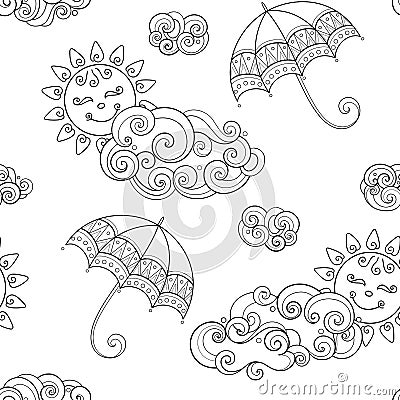 Fairytale Weather Forecast Seamless Pattern Vector Illustration