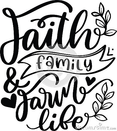 Faith Family Farm Life Vector Illustration