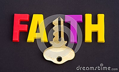 Faith holds the key. Stock Photo