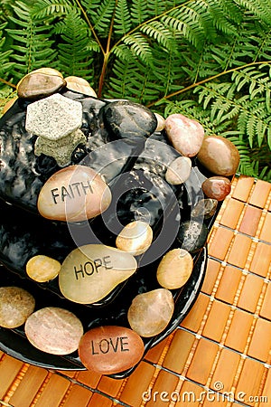 Faith Hope Love Zen Inspired Fountain Stock Photo