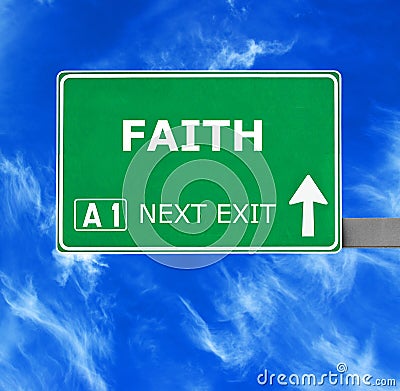 FAITH road sign against clear blue sky Stock Photo