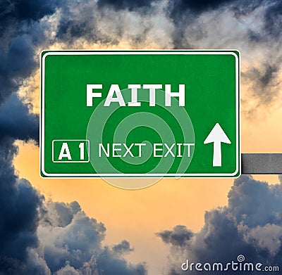 FAITH road sign against clear blue sky Stock Photo