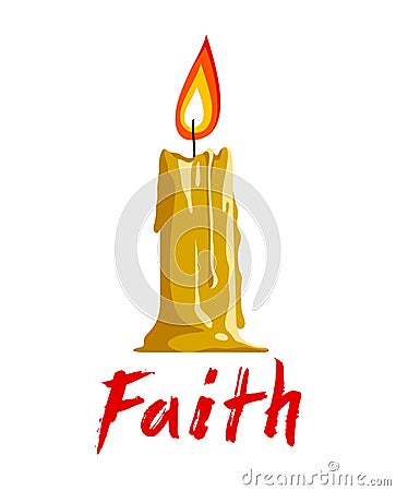 Faith symbolized by a candle vector illustration, hope and belief concept, religion Christianity Vector Illustration