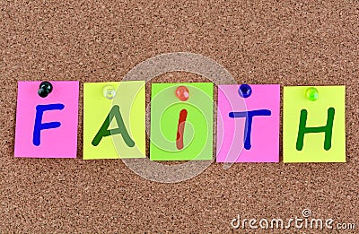 Faith word on notes Stock Photo