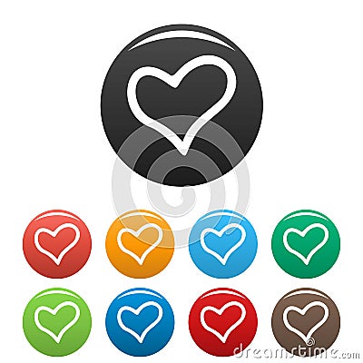 Faithful heart icons set color Cartoon Illustration