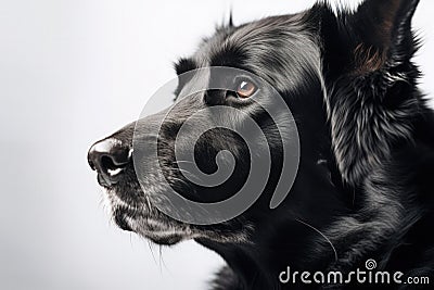 Faithful and Loyal Dog Sitting on White Studio Background Stock Photo