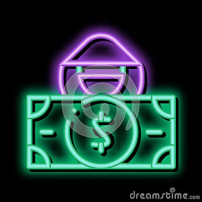 Fake Banknote Fraudster neon glow icon illustration Vector Illustration